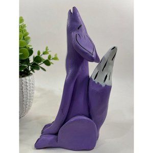 Lavender Howling Clay Coyote Statue Signed A.L. Bonham, Santa Fe/Vintage